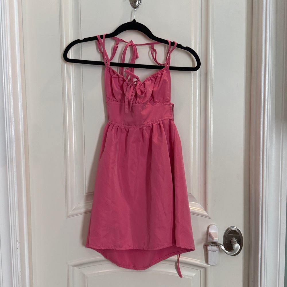 Pink Strappy Backless Dress